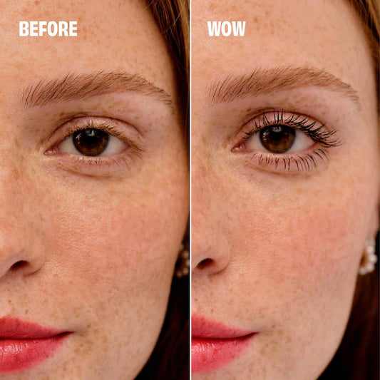 Before and after Benefit Fan Fest Mascara for fanned out lashes
