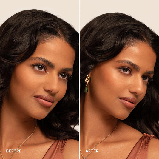 Before and after Milani Make It Last Dewy Setting Spray for glowing skin