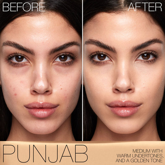 Before and after NARS Natural Matte Longwear Foundation Punjab