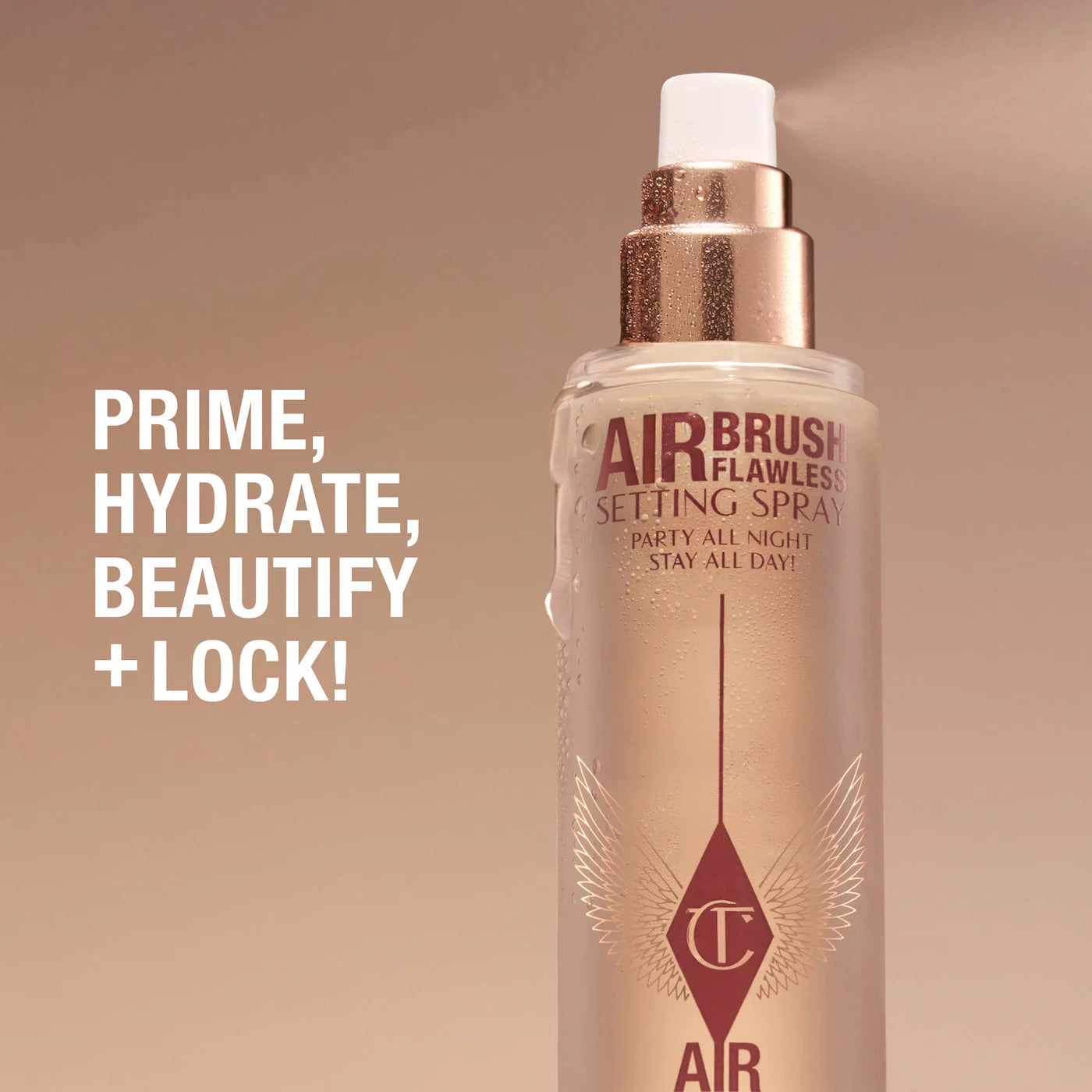 Charlotte Tilbury Airbrush Flawless Setting Spray prime hydrate beautify lock benefits