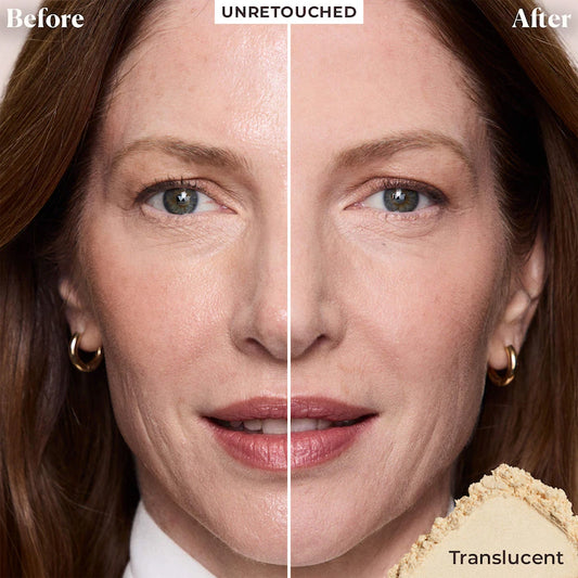 Laura Mercier Translucent Loose Setting Powder translucent shade before and after result