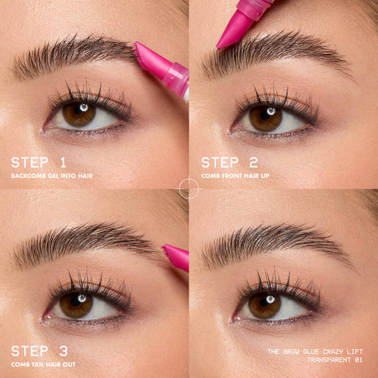 Step-by-step eyebrow styling guide using NYX The Brow Glue Crazy Lift