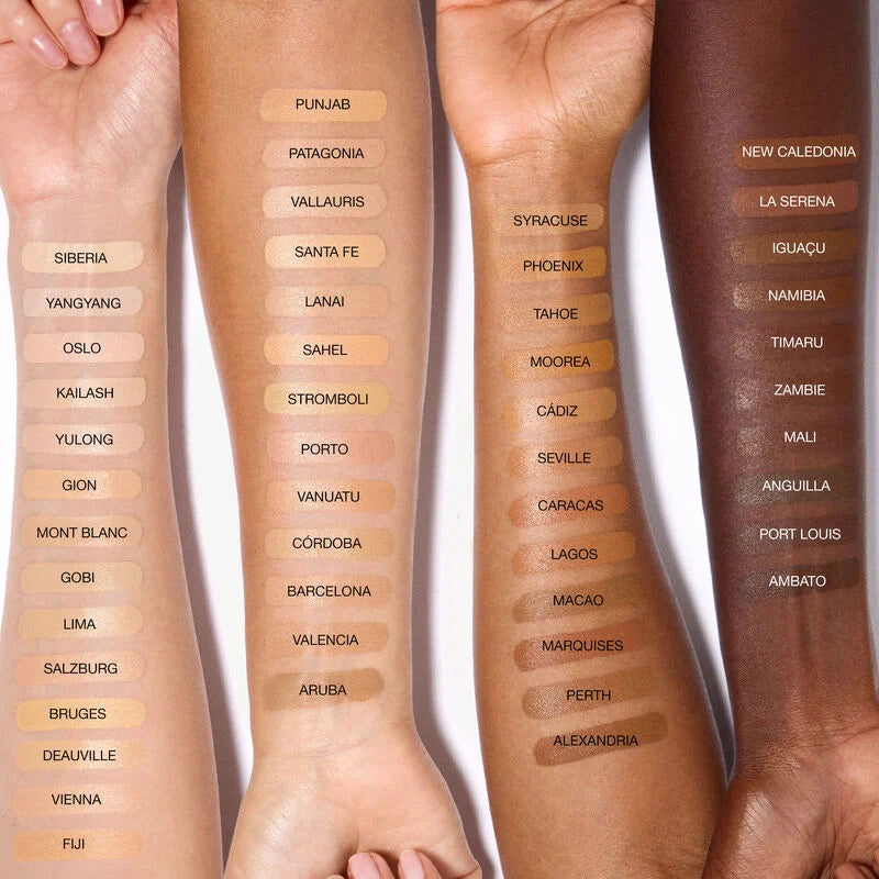 Swatch comparison of different skin tones on a white background