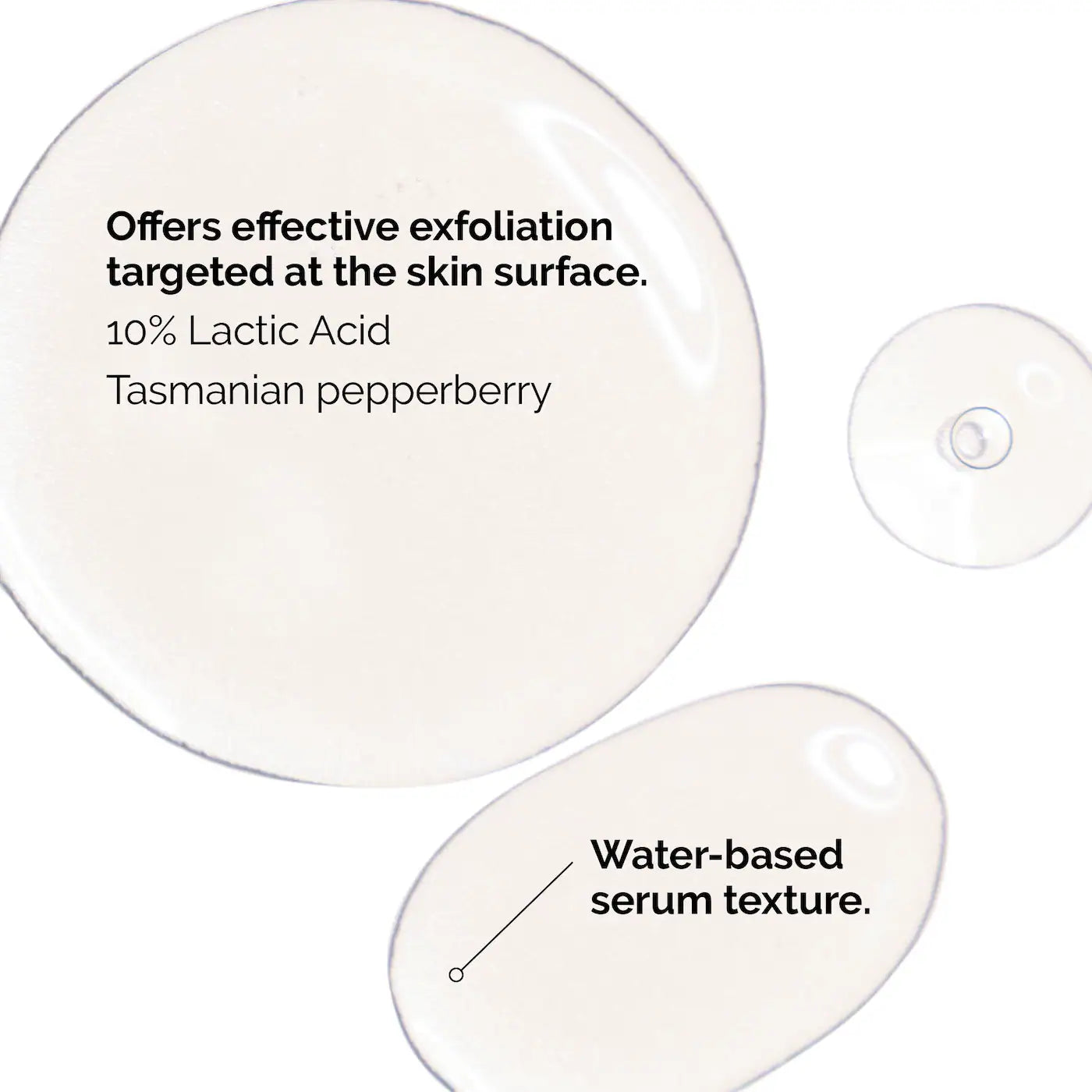 صورة توضيحية لفوائد The Ordinary Lactic Acid 10% + HA وقوامه المائي للمساعدة في تقشير سطح البشرة