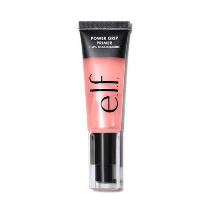 برايمر e.l.f. Power Grip + 4% Niacinamide بعبوة وردية على خلفية بيضاء