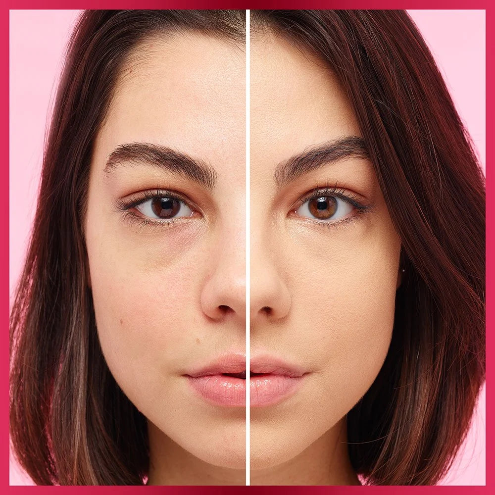 L'Oréal Infallible 32H Fresh Wear Foundation before-and-after coverage result on the face.