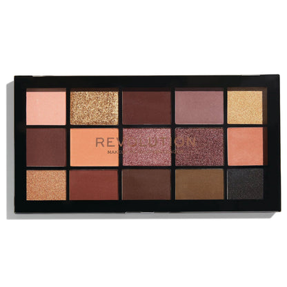 Revolution Reloaded Velvet Rose Palette in black packaging with a clear closed lid