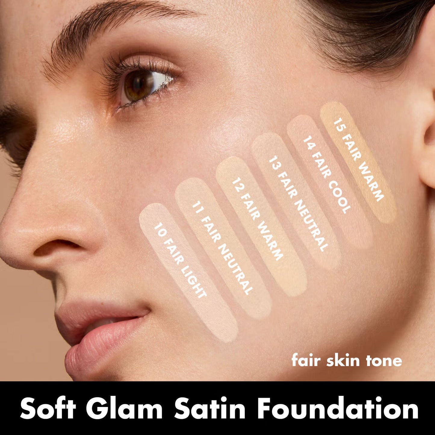 e.l.f. Soft Glam Satin Foundation applied shade guide