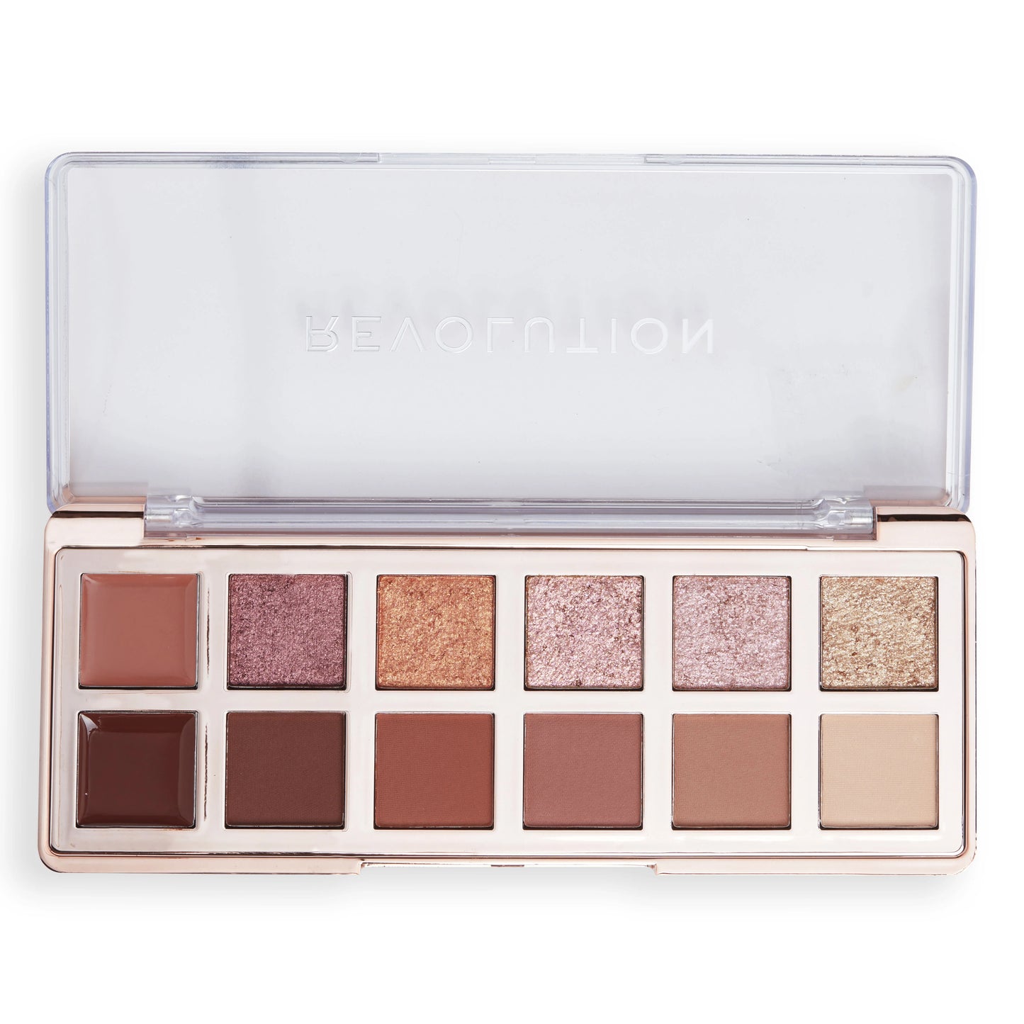 Revolution True Icon Bronze Eyeshadow Palette open shades