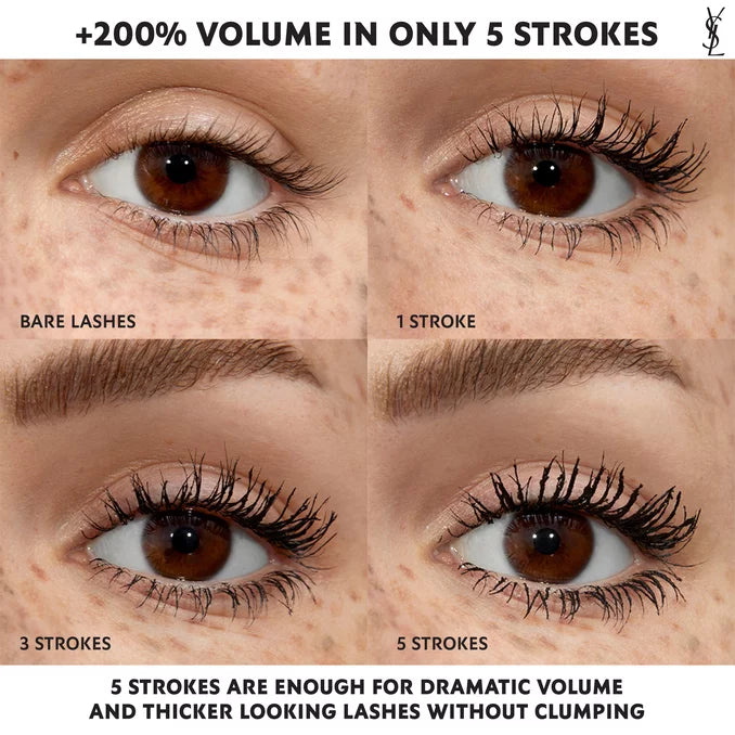 YSL Lash Clash Mascara before and after results from one to five strokes