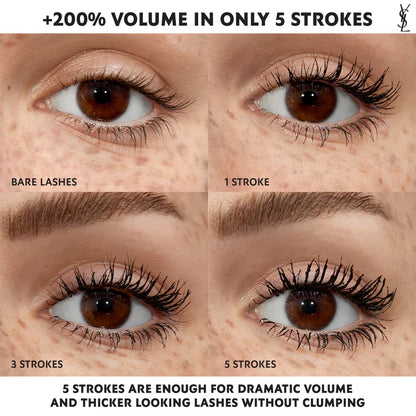 YSL Lash Clash Mascara before and after results from one to five strokes