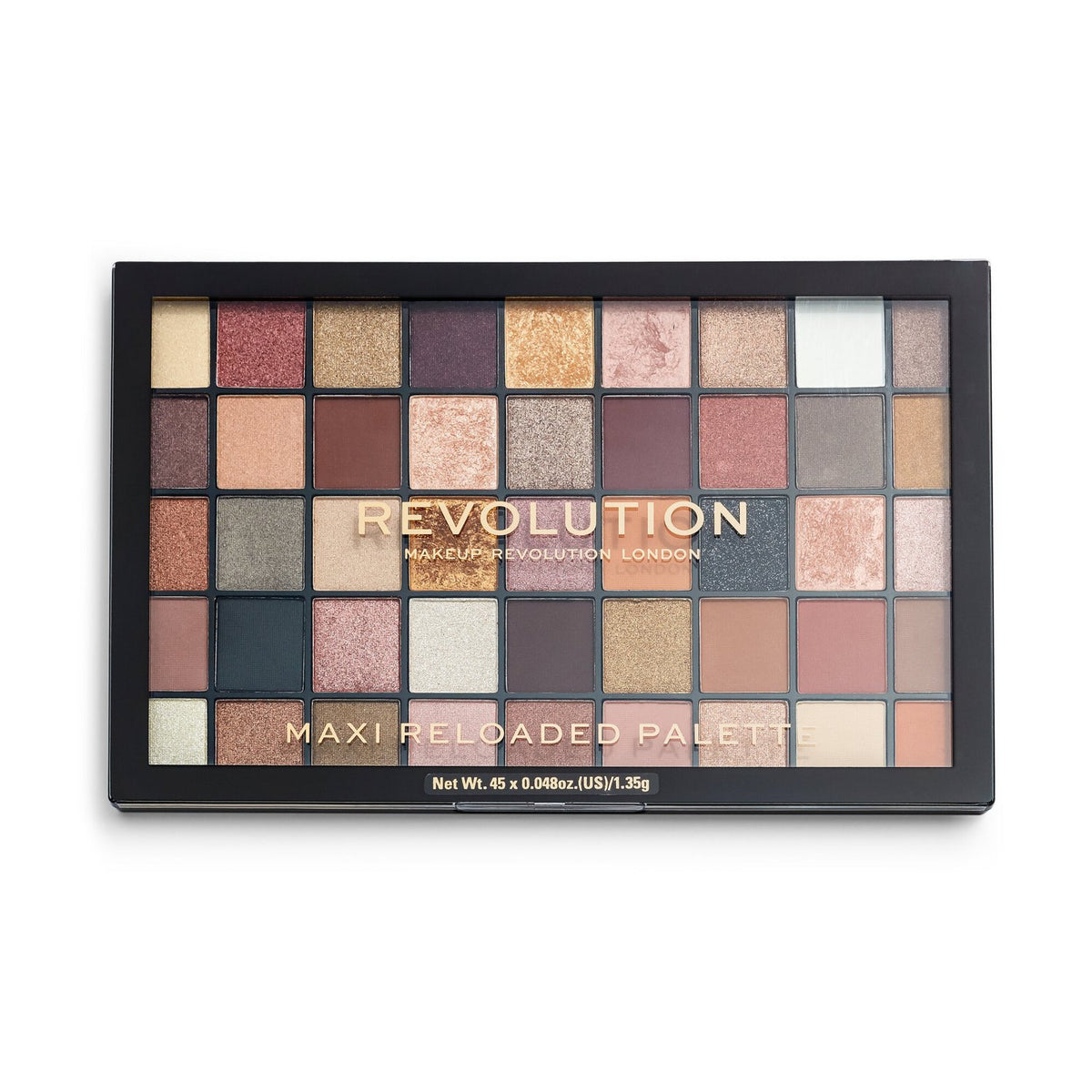 Makeup Revolution Maxi Reloaded Large It Up Palette in black packaging with a clear closed lid