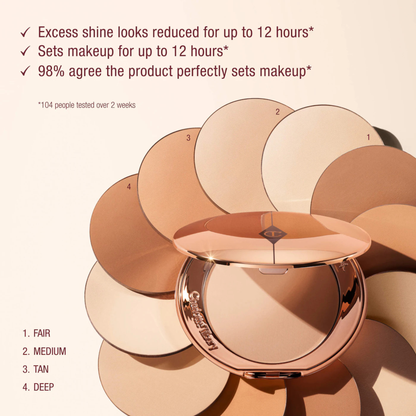 Charlotte Tilbury Airbrush Flawless Finish Powder four shades and 12-hour makeup setting benefits