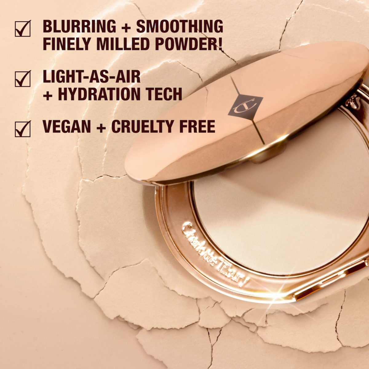 Charlotte Tilbury Airbrush Flawless Finish finely milled vegan and cruelty-free pressed powder