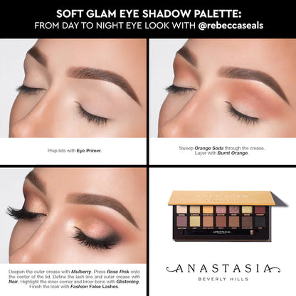 Anastasia Beverly Hills Soft Glam Eyeshadow Palette day-to-night eye makeup tutorial.