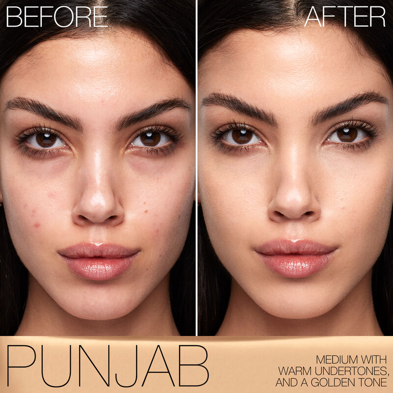 Before and after NARS Natural Matte Longwear Foundation Punjab