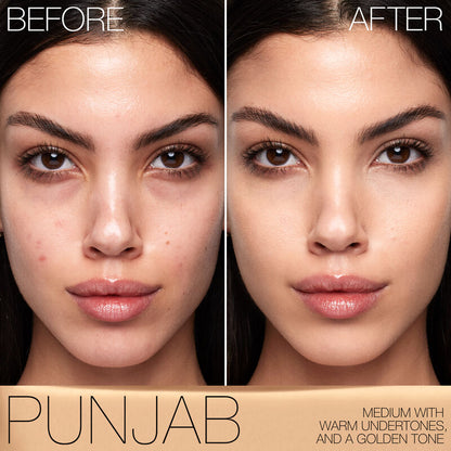 Before and after NARS Natural Matte Longwear Foundation Punjab