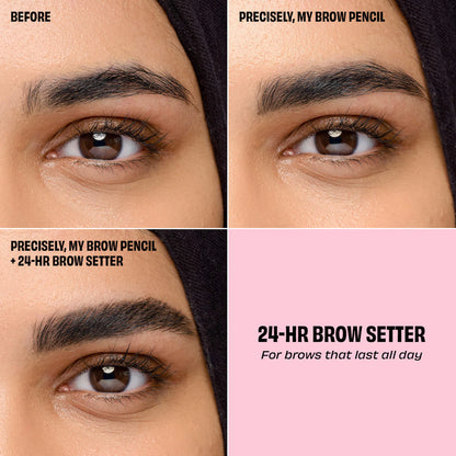 Before and after eyebrow styling with Benefit 24-HR Brow Setter
