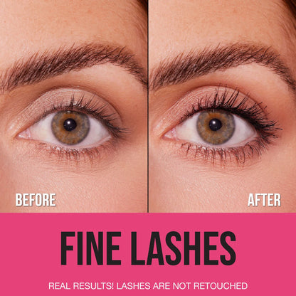 Before and after fine lashes with Huda Beauty 1 Coat WOW mascara