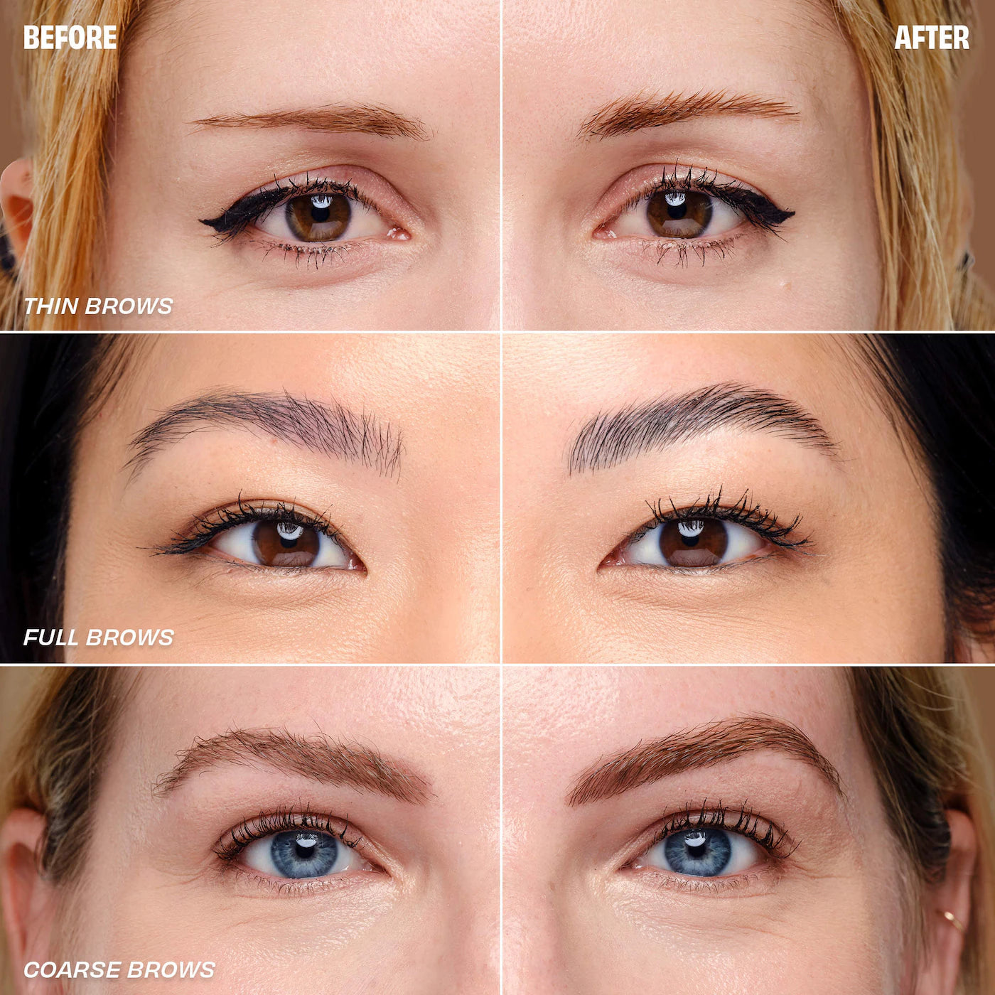 Benefit 24-HR Brow Setter results on thin full and coarse brows