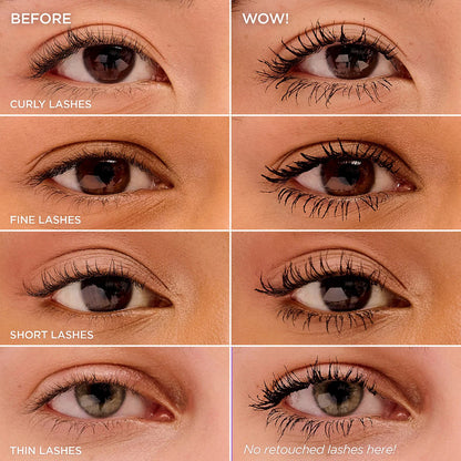 Benefit BADgal BANG mascara results on different lash types before and after