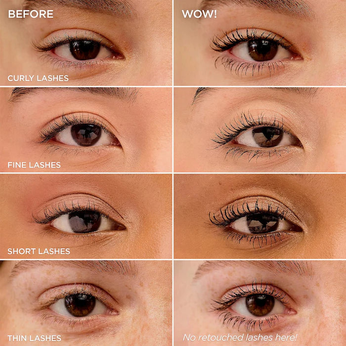 Benefit Fan Fest Mascara before and after on different lash types