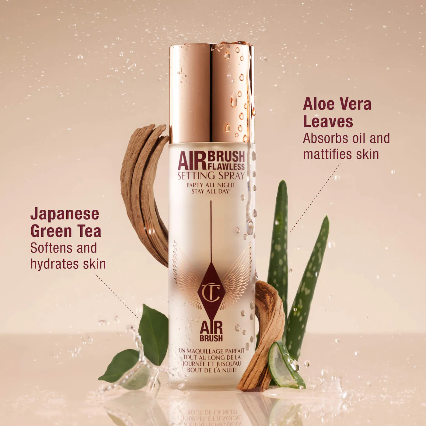 Charlotte Tilbury Airbrush Flawless Setting Spray ingredients aloe vera and green tea