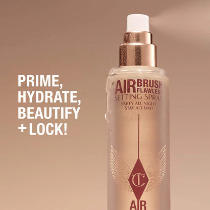Charlotte Tilbury Airbrush Flawless Setting Spray prime hydrate beautify lock benefits