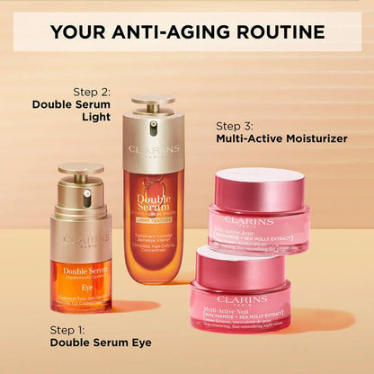 Clarins Double Serum Light Texture anti-aging skincare routine دبل سيروم كلارنس الاردن