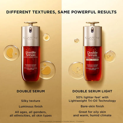 Clarins Double Serum Light Texture compared with classic Double Serum دبل سيروم كلارنس الاردن