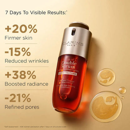 Clarins Double Serum Light Texture visible results after 7 days دبل سيروم كلارنس الاردن