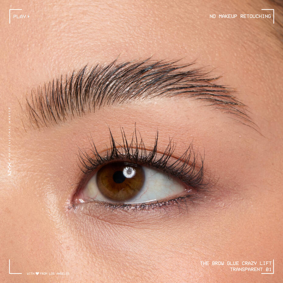 Close-up eyebrow result after using NYX The Brow Glue Crazy Lift
