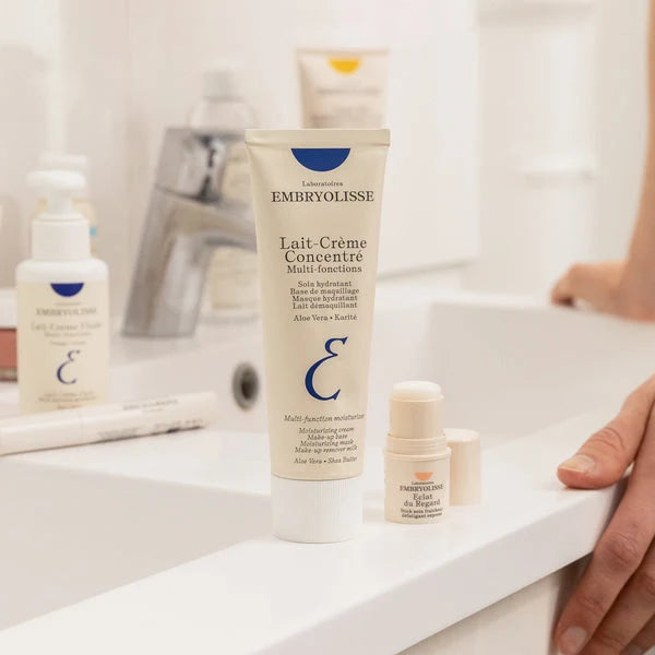 Embryolisse Lait-Crème Concentré moisturizer in a bathroom setting