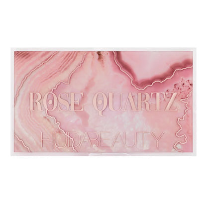 HUDA BEAUTY Rose Quartz Eyeshadow Palette closed case with pink crystal-inspired design.