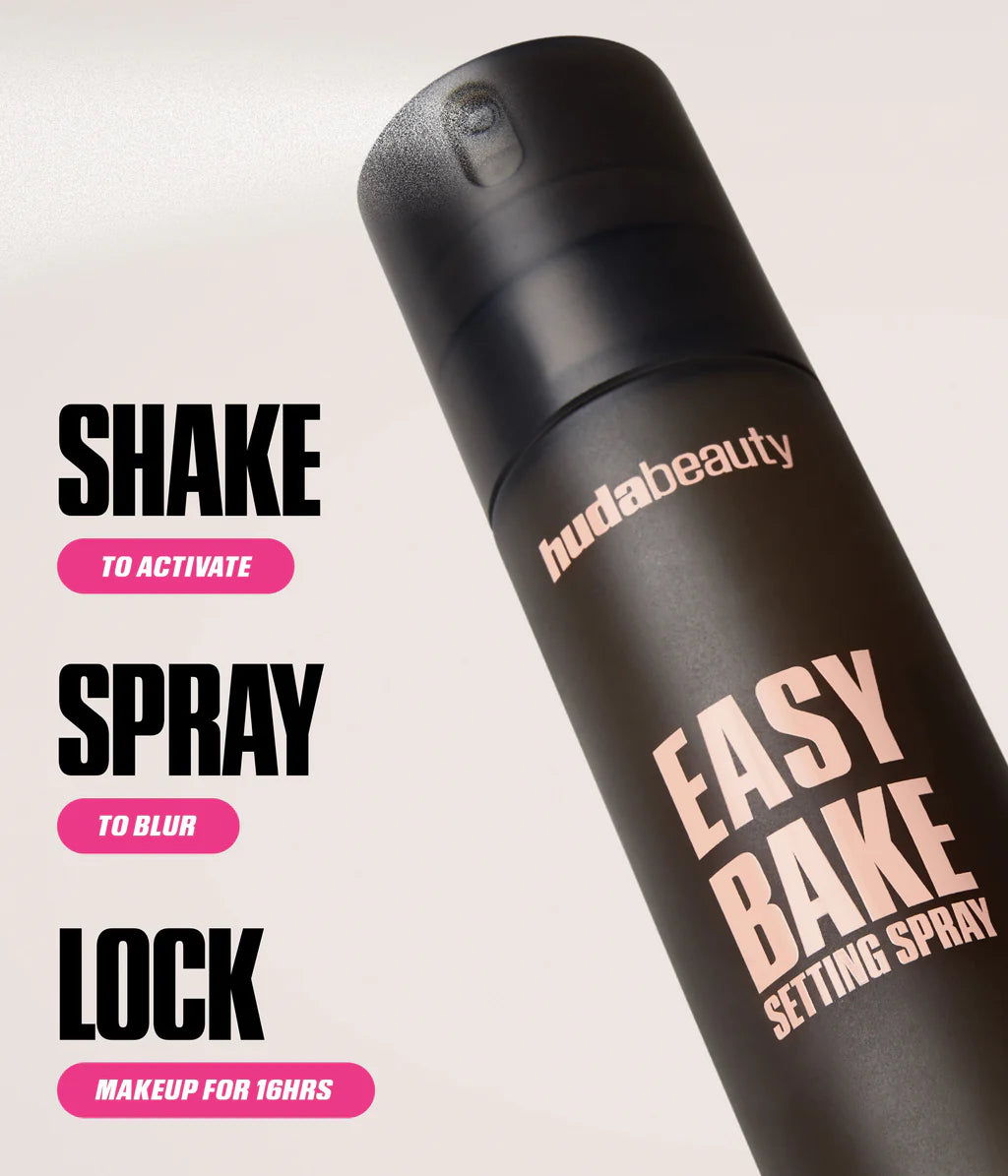 Huda Beauty Easy Bake Setting Spray shake spray lock makeup for 16 hours