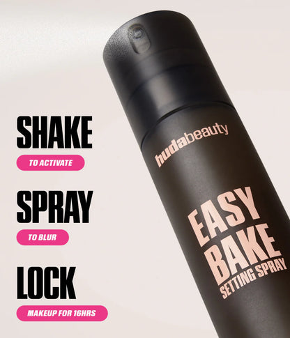 Huda Beauty Easy Bake Setting Spray shake spray lock makeup for 16 hours