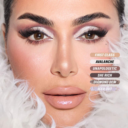Huda Beauty Icy Nude Eyeshadow Palette eye makeup look on model