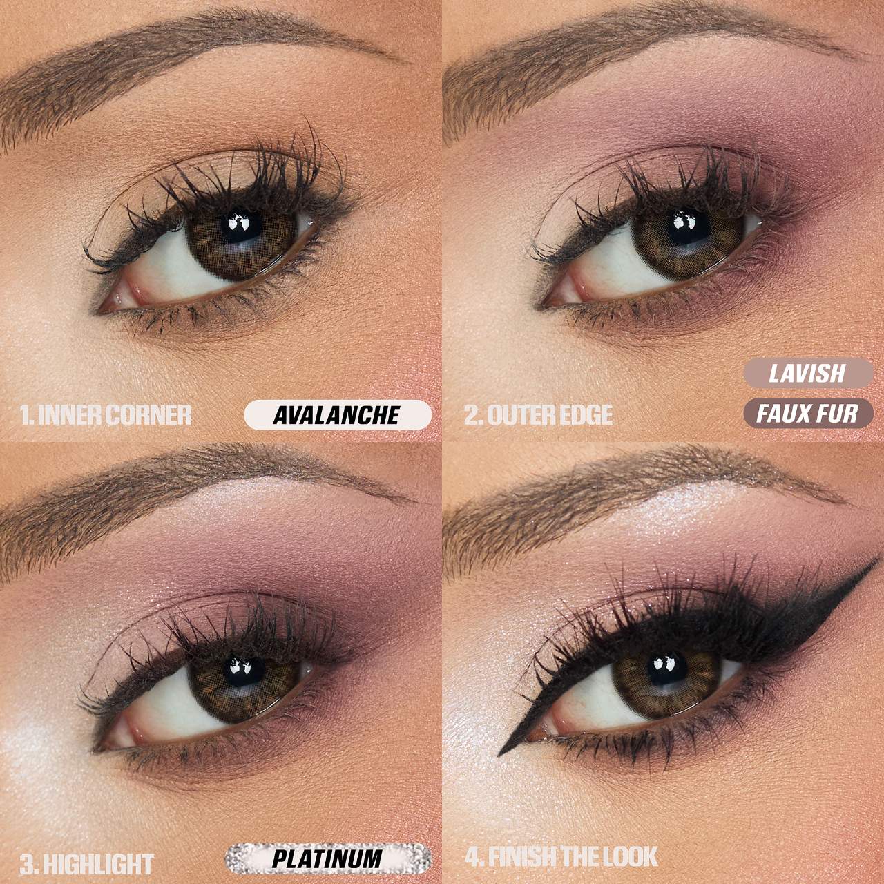 Huda Beauty Icy Nude Eyeshadow Palette step by step eye look