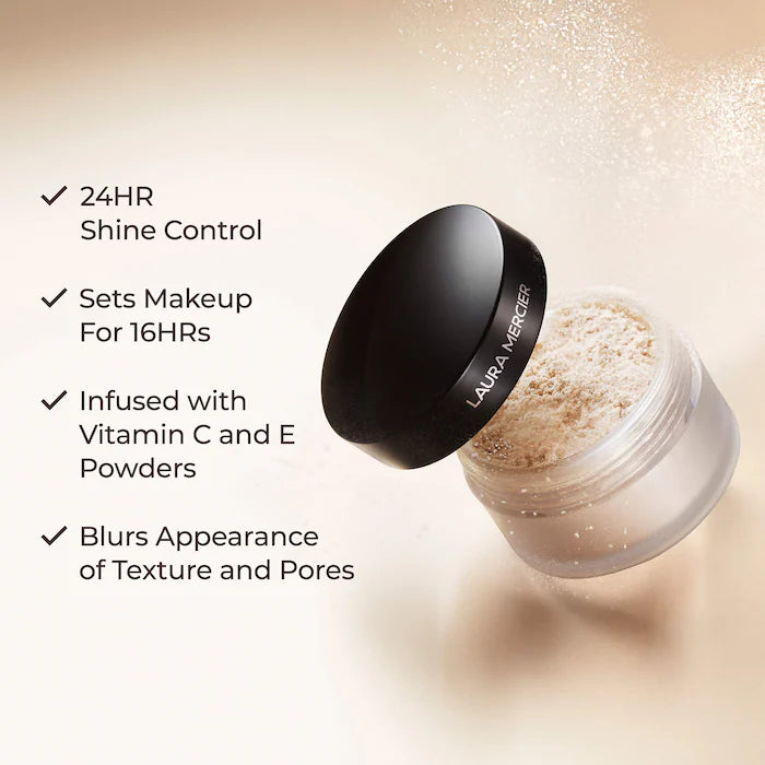 Laura Mercier Translucent Loose Setting Powder 24 hour shine control and 16 hour makeup setting