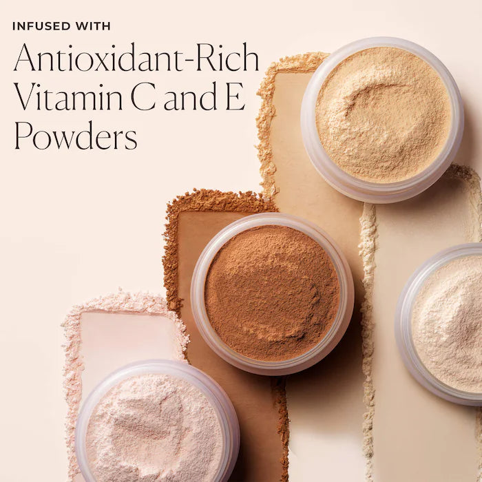 Laura Mercier Translucent Loose Setting Powder shades infused with vitamin C and E powders