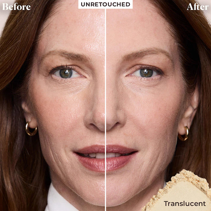 Laura Mercier Translucent Loose Setting Powder translucent shade before and after result