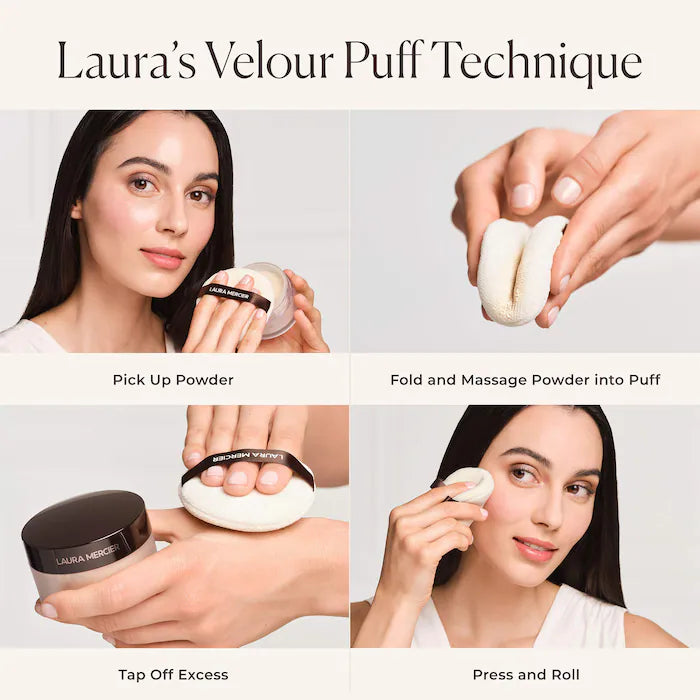 Laura Mercier Translucent Loose Setting Powder velour puff application technique
