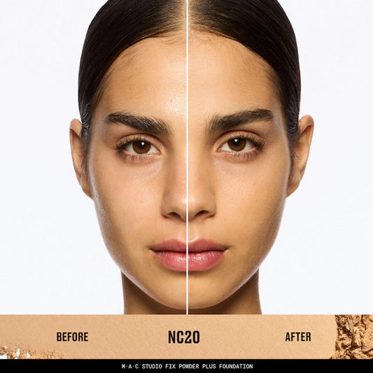 MAC Studio Fix Powder Plus Foundation NC20 before and after