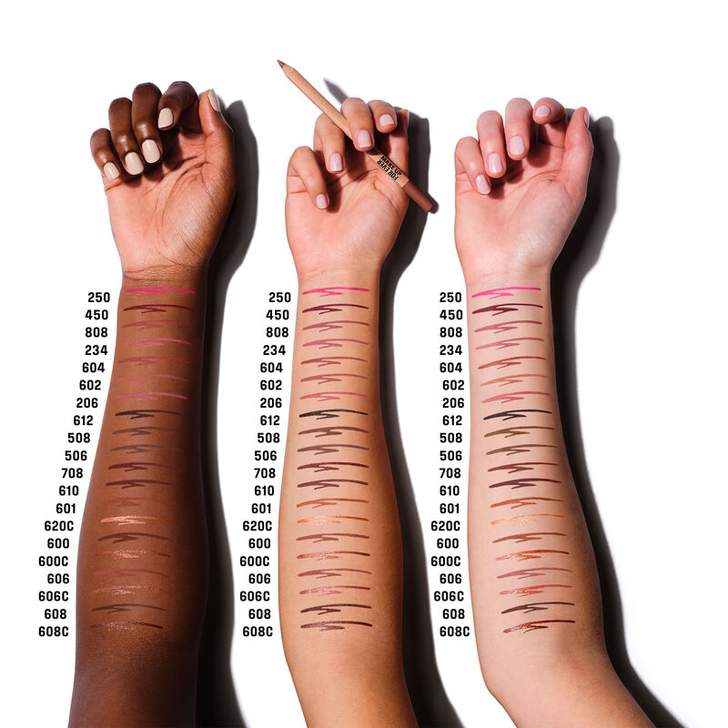 MAKE UP FOR EVER Artist Color Pencil shade swatches on different skin tones