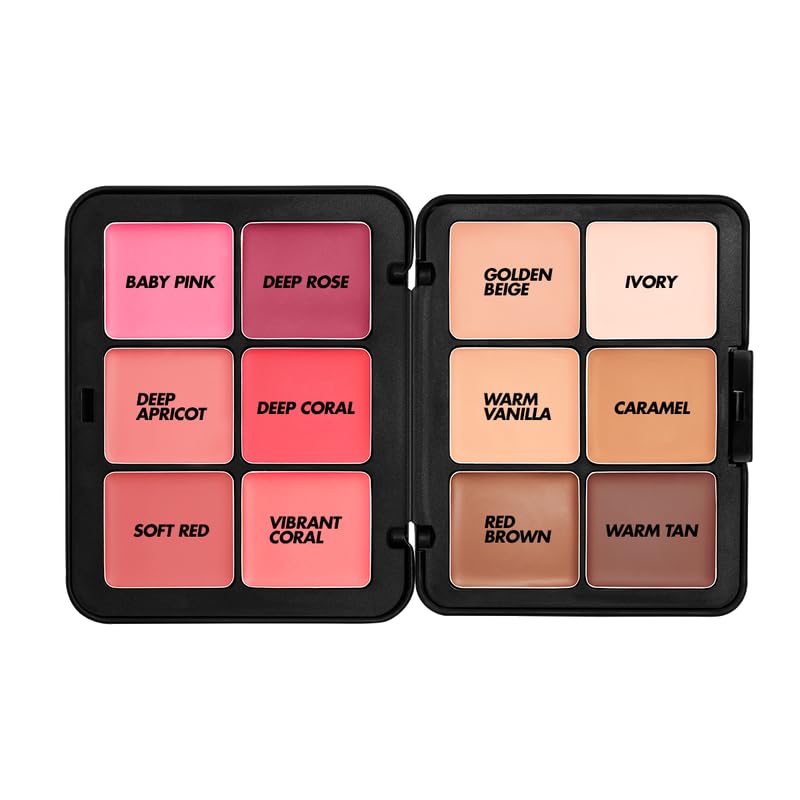 vMAKE UP FOR EVER HD Skin Face Essentials Palette shade swatches shown on arm with palette in hand