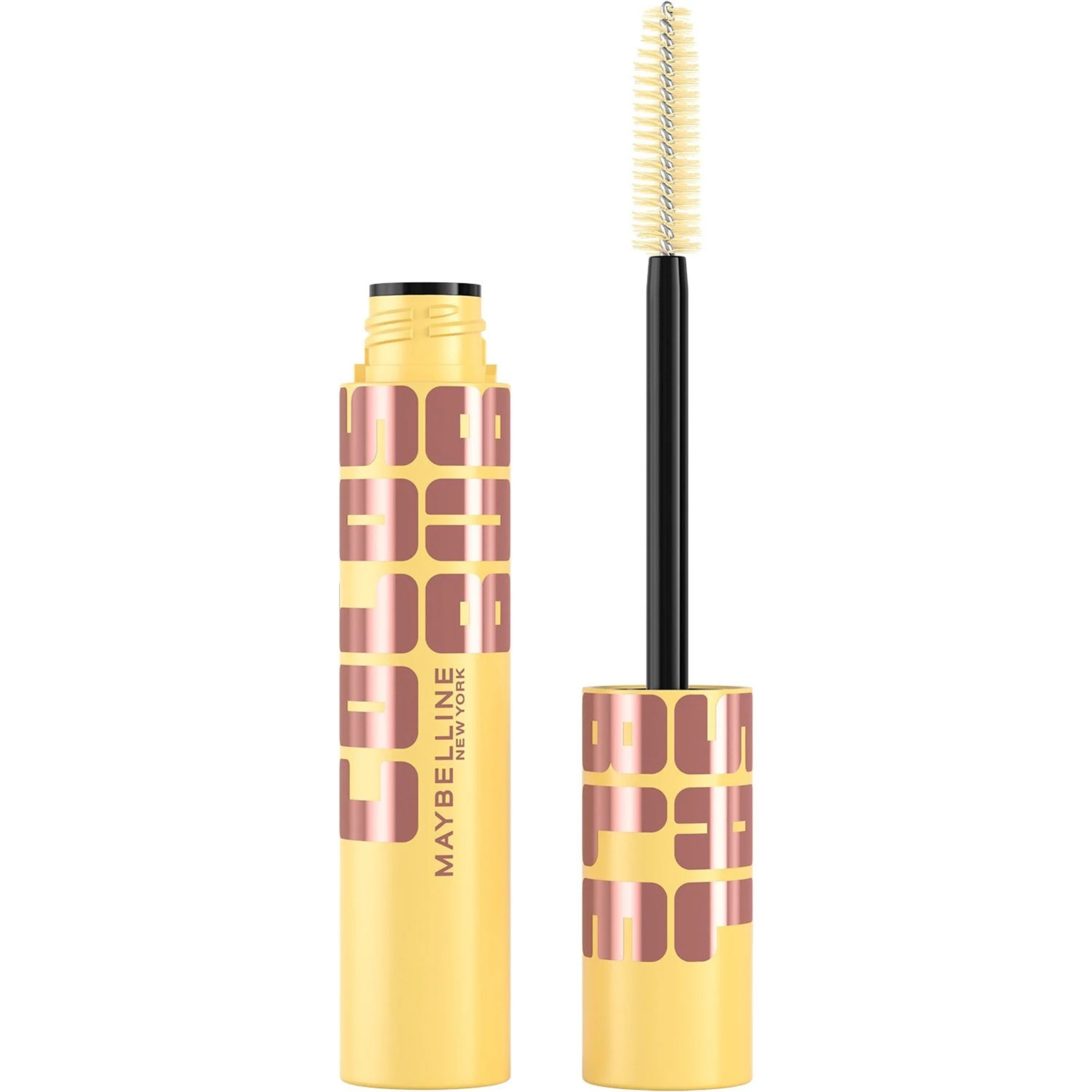 Maybelline Colossal Bubble Washable Mascara in Copper Brown with spiral comb brush.