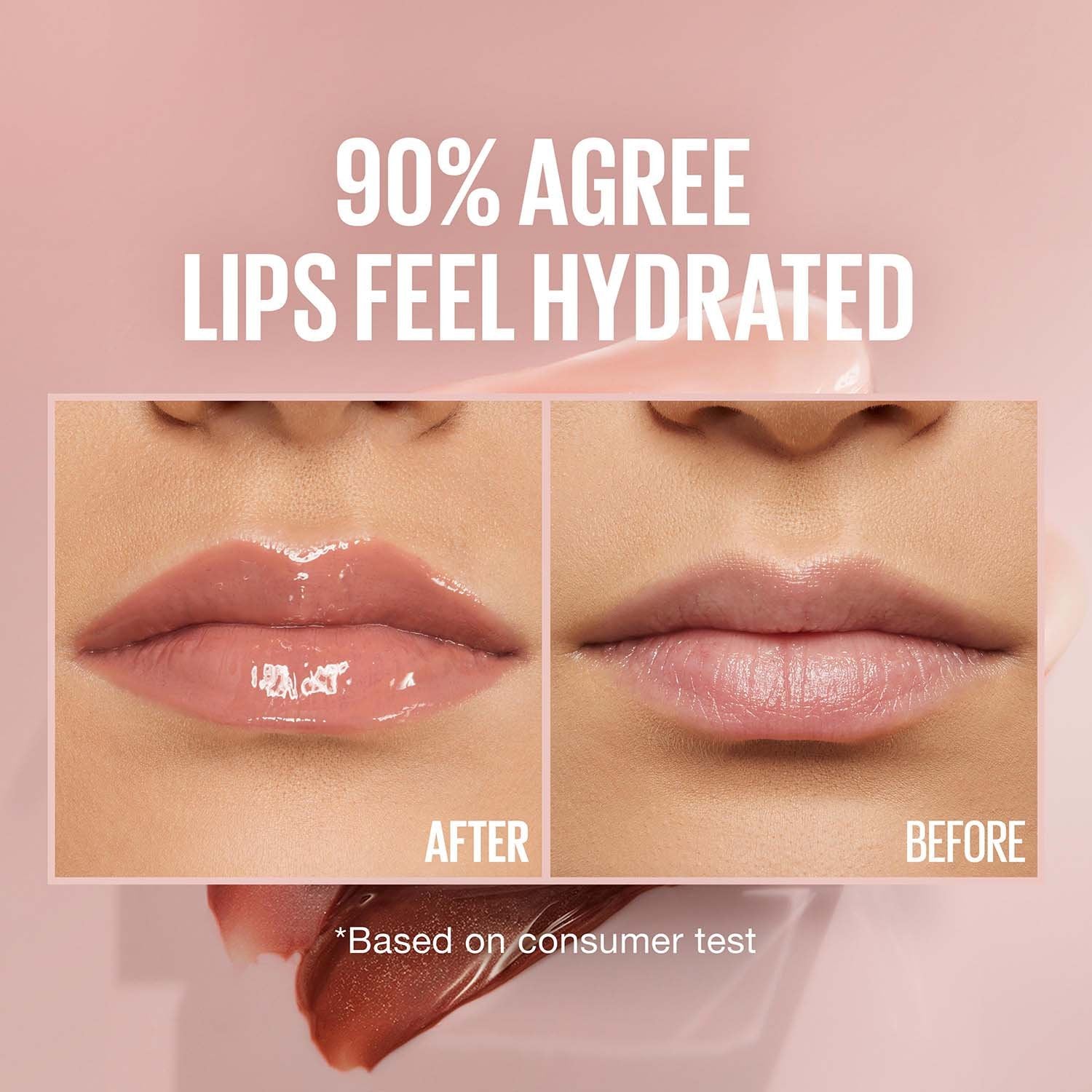 Maybelline Lifter Gloss applied on lips before and after
