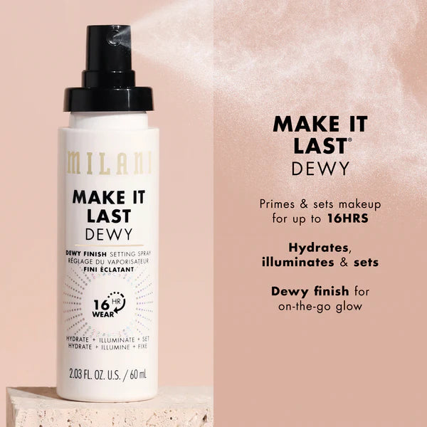 Milani Make It Last Dewy Setting Spray hydrates illuminates and sets makeup