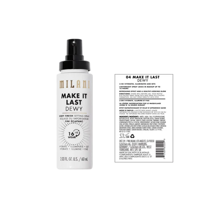 Milani Make It Last Dewy Setting Spray packaging 60ml