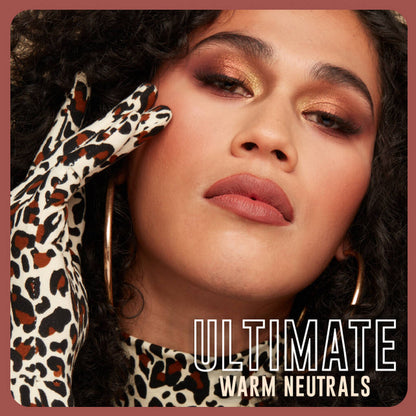Model wearing NYX Ultimate Warm Neutrals eyeshadow makeup look